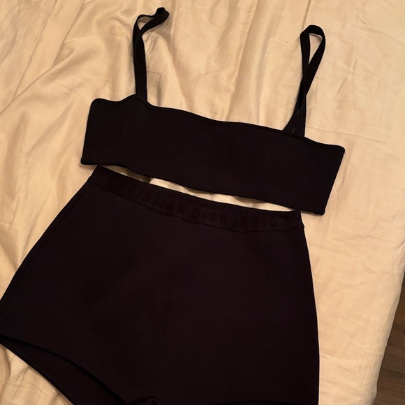 Christian Dior dark blue Crop Top and High-Waisted Shorts - Picture 1 of 5